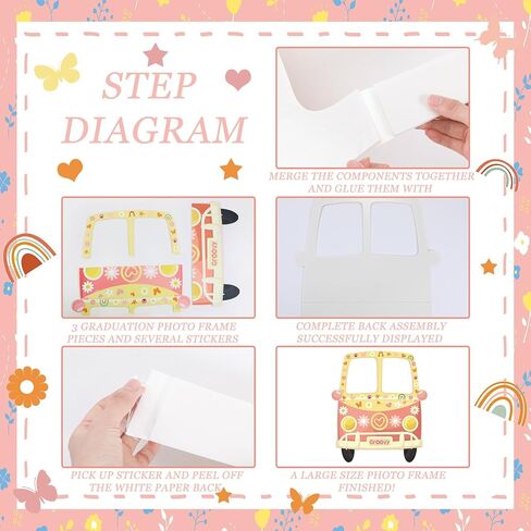 Telling Hippie Bus Photo Photo Booth Prop 43.31 × 37.4 بوصة 1960S Hippie Selfie Frame Backdrop Banner 60S 70S in Kuwait