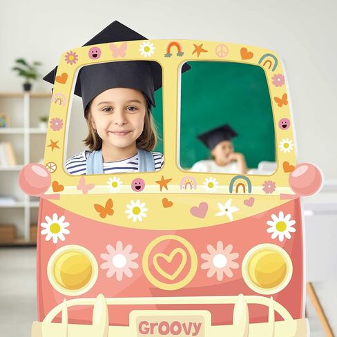 Telling Hippie Bus Photo Photo Booth Prop 43.31 × 37.4 بوصة 1960S Hippie Selfie Frame Backdrop Banner 60S 70S in Kuwait