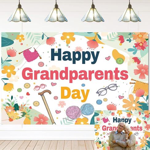Happy Grandparents Day Banner 7x5ft Black Love Grandpa Grandma Grandparents Photography Backdrop Best Grandma Ever Party Decorations Banner Supplies in Saudi Arabia