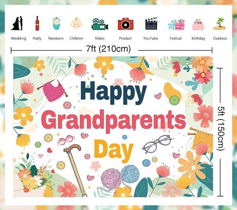 Happy Grandparents Day Banner 7x5ft Black Love Grandpa Grandma Grandparents Photography Backdrop Best Grandma Ever Party Decorations Banner Supplies in Saudi Arabia