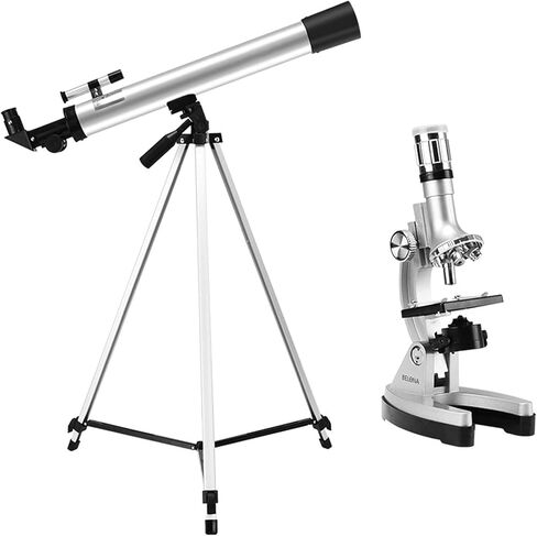 Telescope HD HD HD Telescope+مجهر تلسكوب فلكب فلكوب ، مجهر تعليم الطلاب مع علامات العدسة+3x Barlow Lens+Tripod Great Astrology Gift for Beginner Friends Family in Saudi Arabia