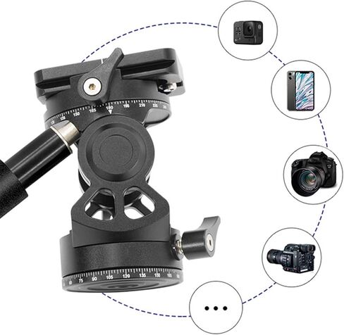 Double Panoramic Tripod Fluid Head Small Pan Tilt Head Quick Release Plate and Handle for DSLR and Small Video Cameras in Kuwait