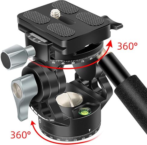 Double Panoramic Tripod Fluid Head Small Pan Tilt Head Quick Release Plate and Handle for DSLR and Small Video Cameras in Kuwait