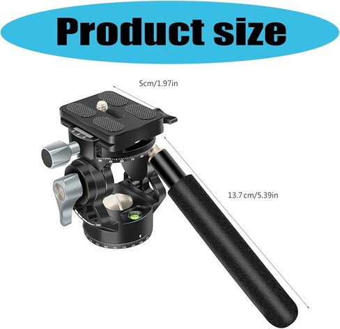 Double Panoramic Tripod Fluid Head Small Pan Tilt Head Quick Release Plate and Handle for DSLR and Small Video Cameras in Kuwait
