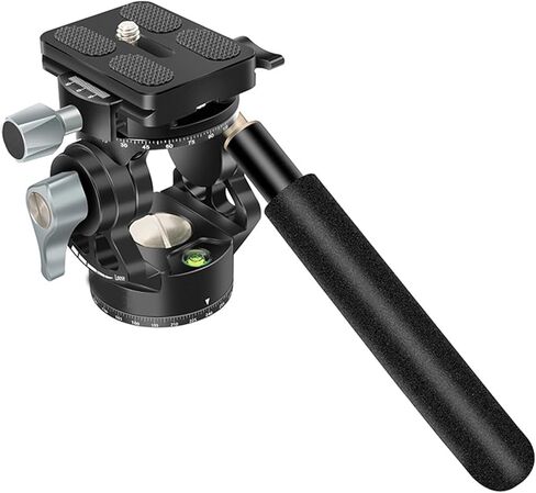 Double Panoramic Tripod Fluid Head Small Pan Tilt Head Quick Release Plate and Handle for DSLR and Small Video Cameras in Kuwait