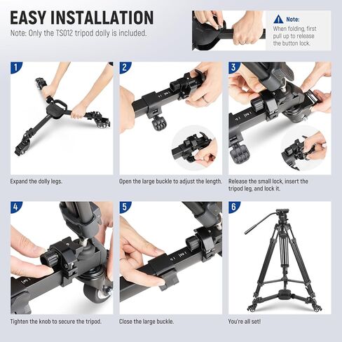 Neewer Photography Tripod Dolly ، كاميرا إطلاق قفل سريعة dolly مع عجلات مطاطية 3 بوصات ، أرجل تلسكوبية ، مقبض وحقيبة ، 44 رطلاً في DSLR Cameras Camborge Photo Recording ، TS012 in Kuwait