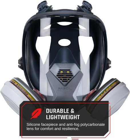PD-100 Full Face Organic Vapor & Particulate Respirator - Dual Activated Charcoal Filtration - Full Face Eye Protection Mask in Kuwait