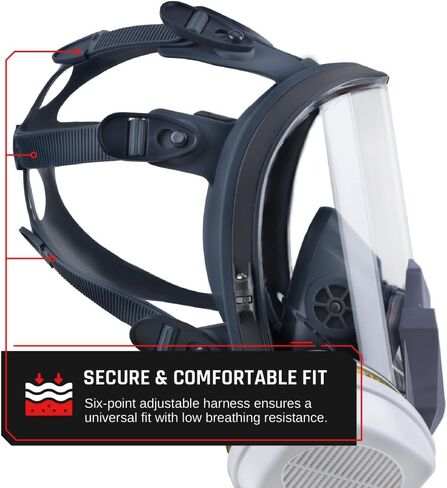 PD-100 Full Face Organic Vapor & Particulate Respirator - Dual Activated Charcoal Filtration - Full Face Eye Protection Mask in Kuwait