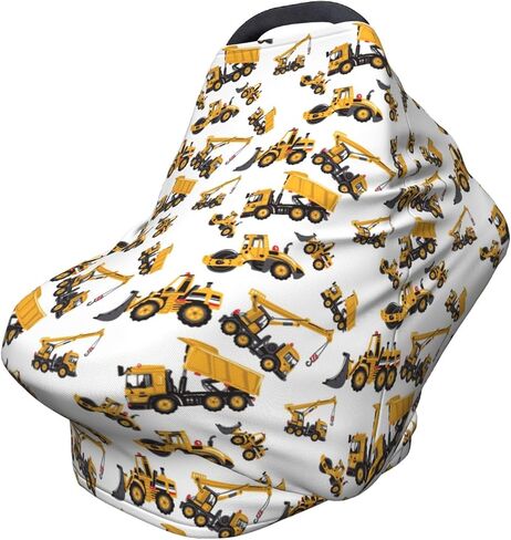 Truck Tractor Construction Machinery Excavator Baby Stuff Car Seat Cover,Nursing Cover for Mom Breathable Stroller Cover Multi-Use Car Seat Canopy Carrier Covers for Girls Boys in Kuwait