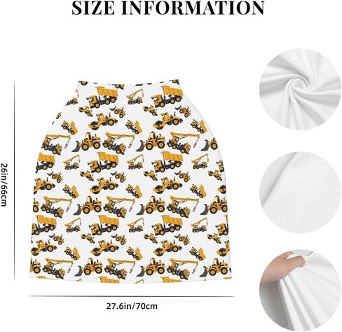 Truck Tractor Construction Machinery Excavator Baby Stuff Car Seat Cover,Nursing Cover for Mom Breathable Stroller Cover Multi-Use Car Seat Canopy Carrier Covers for Girls Boys in Kuwait