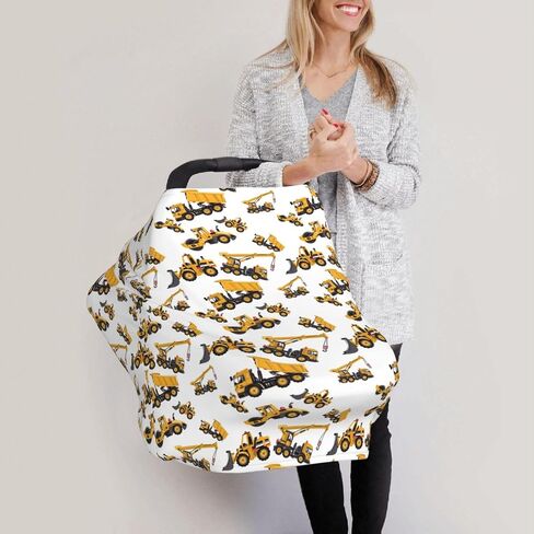 Truck Tractor Construction Machinery Excavator Baby Stuff Car Seat Cover,Nursing Cover for Mom Breathable Stroller Cover Multi-Use Car Seat Canopy Carrier Covers for Girls Boys in Kuwait