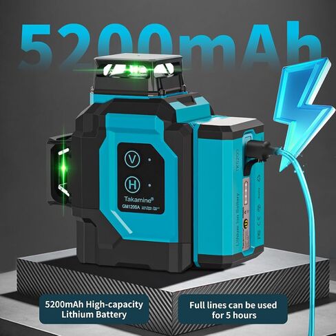 Takamine 12 Lines 3D Self Leveling Laser Level Pro, 3x360 ultra-bright Red Line with Brightness Adjustment, Two Li-ion Batteries, Remote Controller, Magnetic Rotating Stand Included in Saudi Arabia