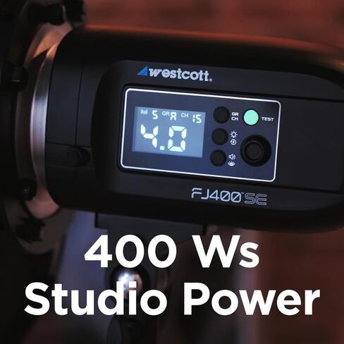 Westcott FJ400-SE Studio Strobe 400Ws (110V) Bundle with Flash Trigger with Multi-Brand Camera Mount, 1x3 Softbox, 40-Degree Egg Crate Grid with Travel Case (4 Items) in Saudi Arabia