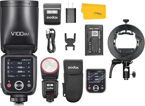 Godox V100 N V100-N Flash for Nikon, 2.4G 100W TTL Speedlite HSS 1/8000S, Touchscreen Control, with S2 Speedlite Bracket S-Type Bracket Compatible for Nikon Camera(USA Version) in Saudi Arabia