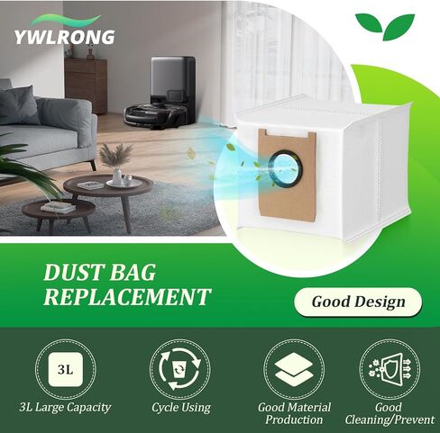 12pcs لأكياس الغبار Eufy E20 بديل متوافق مع إكسسوارات أكياس المكنسة الكهربائية Eufy E20 Robot (سعة 3L) in Kuwait