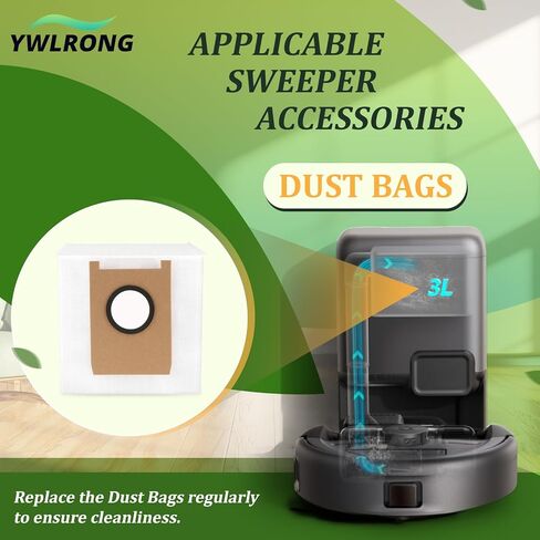 12pcs لأكياس الغبار Eufy E20 بديل متوافق مع إكسسوارات أكياس المكنسة الكهربائية Eufy E20 Robot (سعة 3L) in Kuwait
