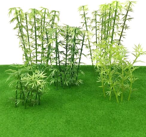 Woohome نموذج أشجار الخيزران، 30 قطعة من أشجار الخيزران المصغرة ذات المناظر الطبيعية وأشجار الخيزران البلاستيكية الخضراء وقطعتين من صخور الطحالب الاصطناعية صخور الطحالب المزيفة لتزيين المنزل، والحدائق الخيالية in Saudi Arabia