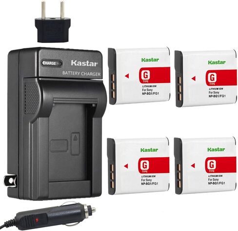 Kastar Battery (4-Pack) and Charger Replacement for Sony NP-BG1, NP-FG1, DSC-W120, W220, W150, DSC-H3, DSC-H7, DSC-H9, DSC-H10, DSC-H20, DSC-H50, DSC-H55, DSC-H70, DSC-HX5V, HX7V, HX9V, HX10V, HX30V in Saudi Arabia