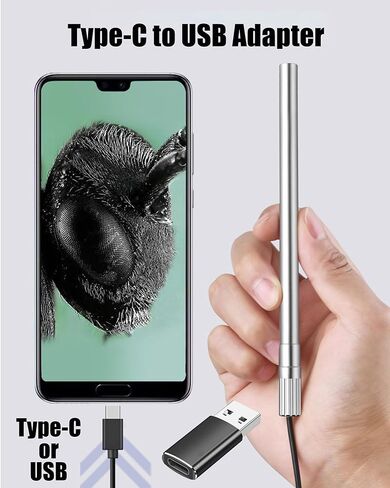 USB Microscope, 10X-200X USB C Digital Microscope, Portable Camera with 8 LED Lights & Multi-Joint Rotating Stand for Coin Collection Jewelers Electronics, Fits iPhone 15 Android Windows in Kuwait