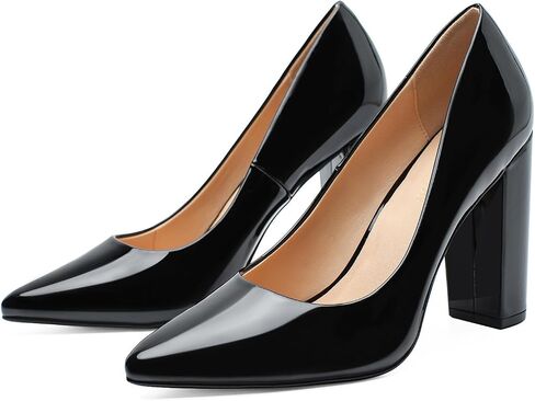 Unisex Women's Men's High Heels Pointed Toe Pumps with Chunky Block Heels Dress Party Comfortable Shoes in Kuwait