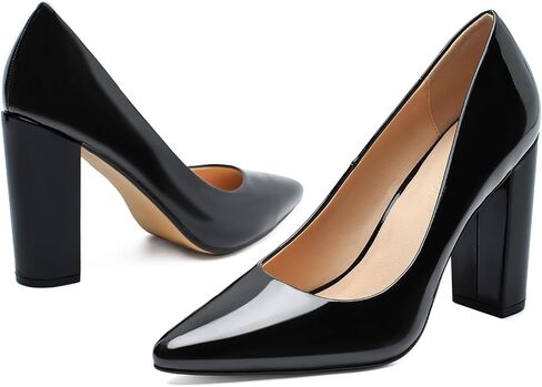 Unisex Women's Men's High Heels Pointed Toe Pumps with Chunky Block Heels Dress Party Comfortable Shoes in Kuwait