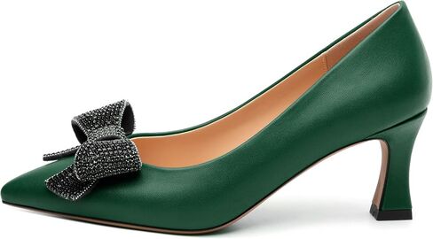 Heels for Women Closed Patent Pointed Toe Bow Pumps Slip on Kitten Low Heels Wedding Party Dress Office Shoes 2.5Inch in Saudi Arabia