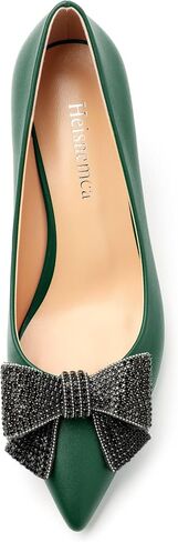 Heels for Women Closed Patent Pointed Toe Bow Pumps Slip on Kitten Low Heels Wedding Party Dress Office Shoes 2.5Inch in Saudi Arabia