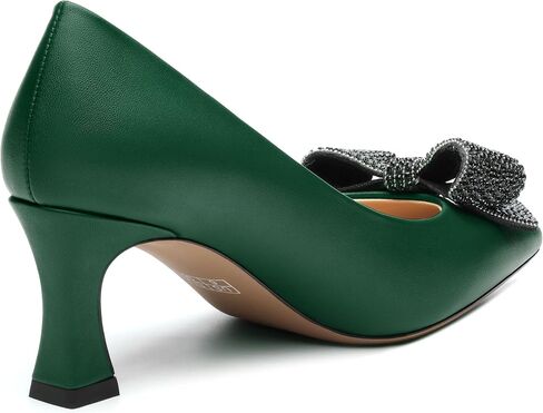 Heels for Women Closed Patent Pointed Toe Bow Pumps Slip on Kitten Low Heels Wedding Party Dress Office Shoes 2.5Inch in Saudi Arabia