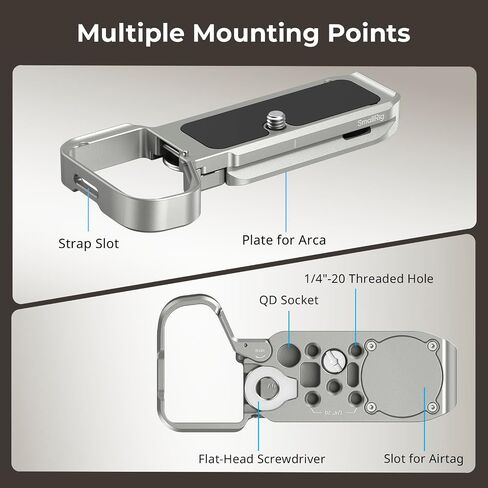 Smallrig A7C II/A 7CR اللوحة الأساسية مع فتحة لركوب الهوائية ، متوافقة فقط مع Sony Alpha 7C II/Alpha 7CR ، لوحة تركيب مع لوحة سريعة الإفراج عن مقبس ARCA/QD (SLOT) (Silver) in Saudi Arabia