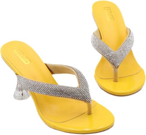 Women'S Rhinestone Clear Kitten Heel Flip Flops Slip On Sexy Transparent Stiletto Thong Sandals Round Open Toe Wedding Party Dress Heel Mule Sandals in Kuwait