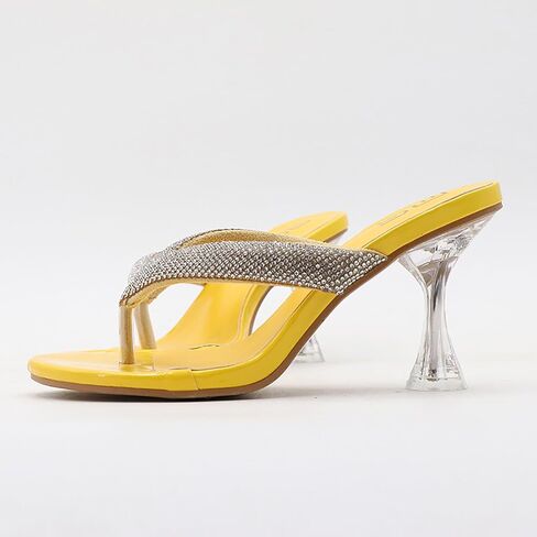 Women'S Rhinestone Clear Kitten Heel Flip Flops Slip On Sexy Transparent Stiletto Thong Sandals Round Open Toe Wedding Party Dress Heel Mule Sandals in Kuwait