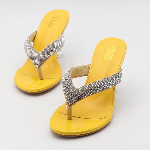 Women'S Rhinestone Clear Kitten Heel Flip Flops Slip On Sexy Transparent Stiletto Thong Sandals Round Open Toe Wedding Party Dress Heel Mule Sandals in Kuwait