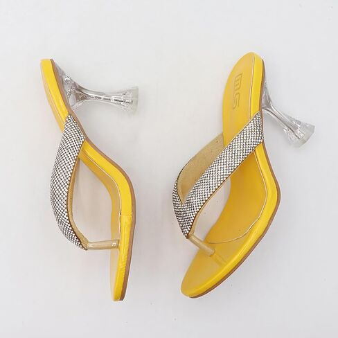 Women'S Rhinestone Clear Kitten Heel Flip Flops Slip On Sexy Transparent Stiletto Thong Sandals Round Open Toe Wedding Party Dress Heel Mule Sandals in Kuwait
