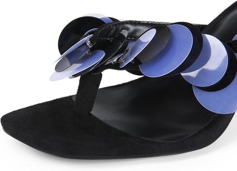 صندل كعب هريرة للنساء مع الترتر التي تفصل زلة مريحة على إصبع القدم المفتوح Flip Heel Thong Sandal Summer Summer Summer Prom Shoes in Kuwait