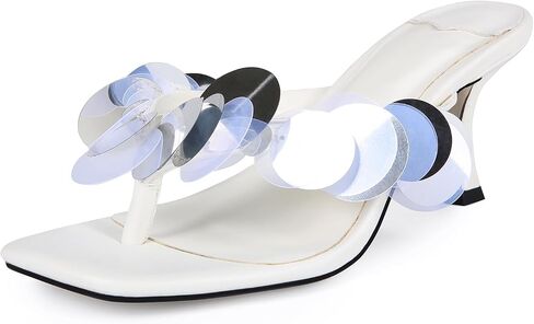 صندل كعب هريرة للنساء مع الترتر التي تفصل زلة مريحة على إصبع القدم المفتوح Flip Heel Thong Sandal Summer Summer Summer Prom Shoes in Kuwait