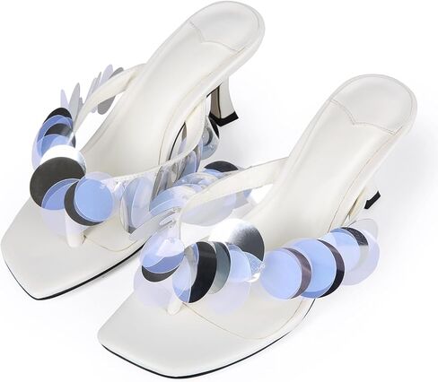 صندل كعب هريرة للنساء مع الترتر التي تفصل زلة مريحة على إصبع القدم المفتوح Flip Heel Thong Sandal Summer Summer Summer Prom Shoes in Kuwait