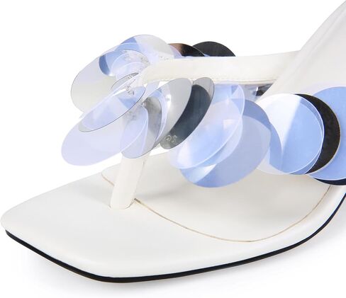 صندل كعب هريرة للنساء مع الترتر التي تفصل زلة مريحة على إصبع القدم المفتوح Flip Heel Thong Sandal Summer Summer Summer Prom Shoes in Kuwait