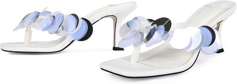 صندل كعب هريرة للنساء مع الترتر التي تفصل زلة مريحة على إصبع القدم المفتوح Flip Heel Thong Sandal Summer Summer Summer Prom Shoes in Kuwait