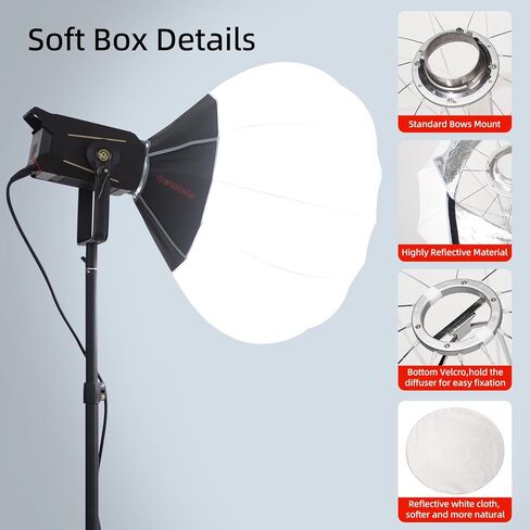IFOOTAGE LED Video Light 130W SL1 130BNA Bundle Verision,Bi-Color Photography Lighting with 19.7"/50cm Soft Box,2700-6500K Continuous Output Lighting,Portable Video Lighting for Video Recording,Studio in Saudi Arabia