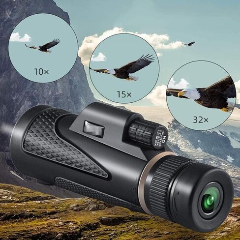 مناظير محمولة عالية الطاقة 10-32 × 42 ، HD Zoom عالي الطاقة أحادية العين مع BAK4 PRISM Lens أحادي مع محول الهاتف الذكي وترايبود لمشاهدة الطيور البالغة in Saudi Arabia