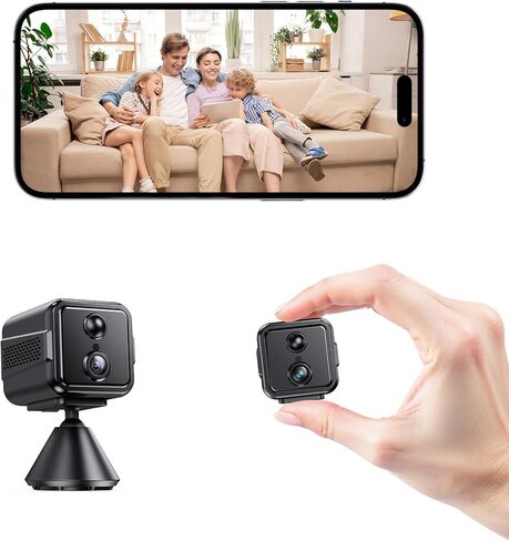 Home Security Wireless Indoor Camera, 1080P WiFi with Magnetic Mount, Pet Camera with App Control PIR Motion Detection and Night Vision, Mini Hidden, Cloud and SD Storage(Black) in Kuwait