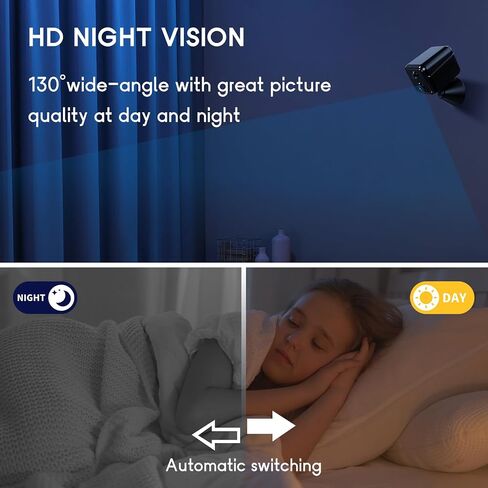 Home Security Wireless Indoor Camera, 1080P WiFi with Magnetic Mount, Pet Camera with App Control PIR Motion Detection and Night Vision, Mini Hidden, Cloud and SD Storage(Black) in Kuwait