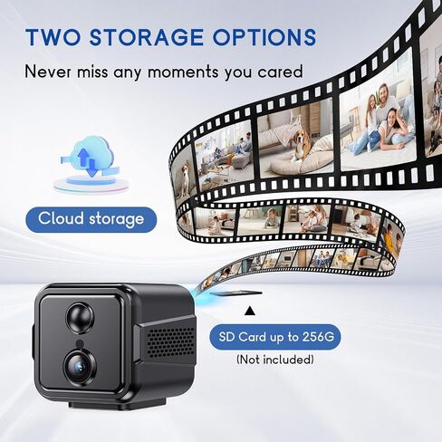 Home Security Wireless Indoor Camera, 1080P WiFi with Magnetic Mount, Pet Camera with App Control PIR Motion Detection and Night Vision, Mini Hidden, Cloud and SD Storage(Black) in Kuwait
