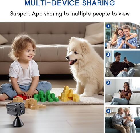Home Security Wireless Indoor Camera, 1080P WiFi with Magnetic Mount, Pet Camera with App Control PIR Motion Detection and Night Vision, Mini Hidden, Cloud and SD Storage(Black) in Kuwait