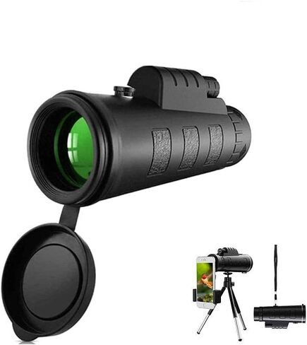 , 40X60 High Power Hd Monocular with Smartphone Holder and Tripod - Waterproof Monocular with Durable and Clear Fmc Bak4 Prism Dual Focus in Saudi Arabia