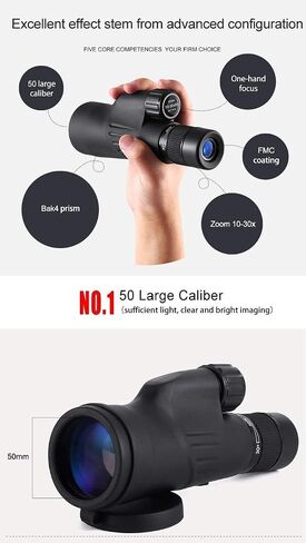 Portable Binoculars High Power,30X50 Monocular Dual Focus Optics Zoom Telescope, Waterproof Monocular with BAK4 Prism Focus for Bird Watching, Camping in Saudi Arabia