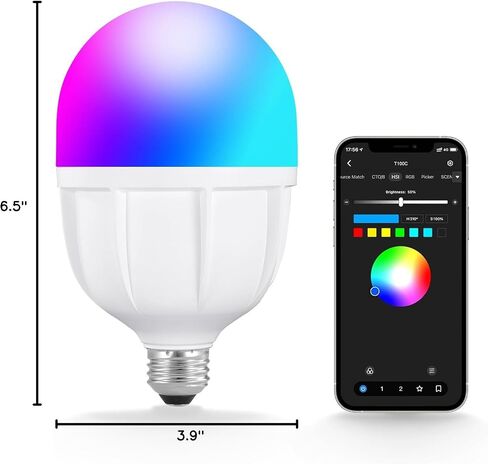 NEEWER Photography RGB LED Light Bulb 2 Pack, App Control 26W FCC/IC/UL Certified LED Bulb with 9 Effects, 400lux/m 2700K-6500K CRI93+ TLCI98+, E26 Base for Studio Softbox Lighting Kit, T100C in Saudi Arabia