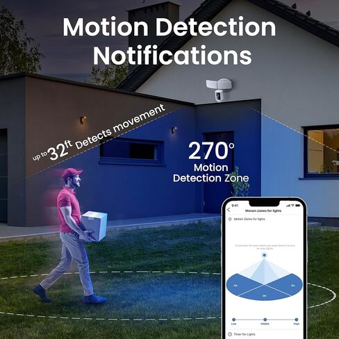 Feit Electric SEC5000/CAM/WIFI LED Outdoor LED Camera Smart Smiture مع مستشعر الحركة ، وصوت ثنائي الاتجاه ، و 5000 Lumens Dellight in Kuwait