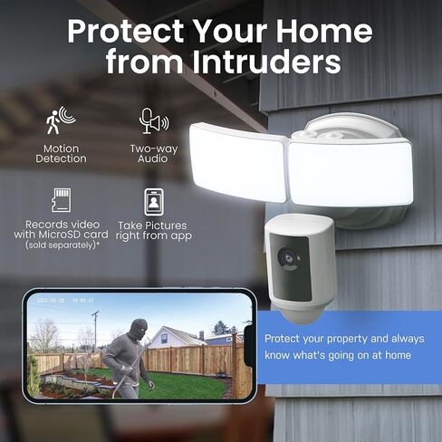 Feit Electric SEC5000/CAM/WIFI LED Outdoor LED Camera Smart Smiture مع مستشعر الحركة ، وصوت ثنائي الاتجاه ، و 5000 Lumens Dellight in Kuwait