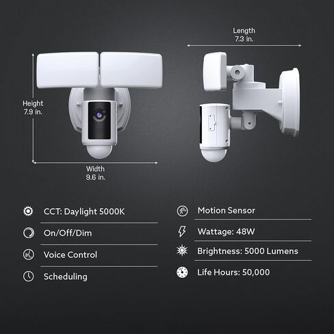 Feit Electric SEC5000/CAM/WIFI LED Outdoor LED Camera Smart Smiture مع مستشعر الحركة ، وصوت ثنائي الاتجاه ، و 5000 Lumens Dellight in Kuwait